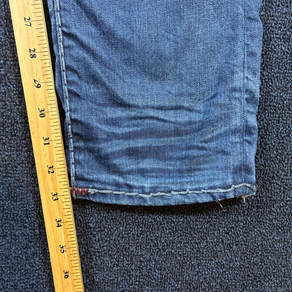 True Religion Geno Jeans Mens 31 [33x33] Relaxed Slim Super T No Flap Red Stitch